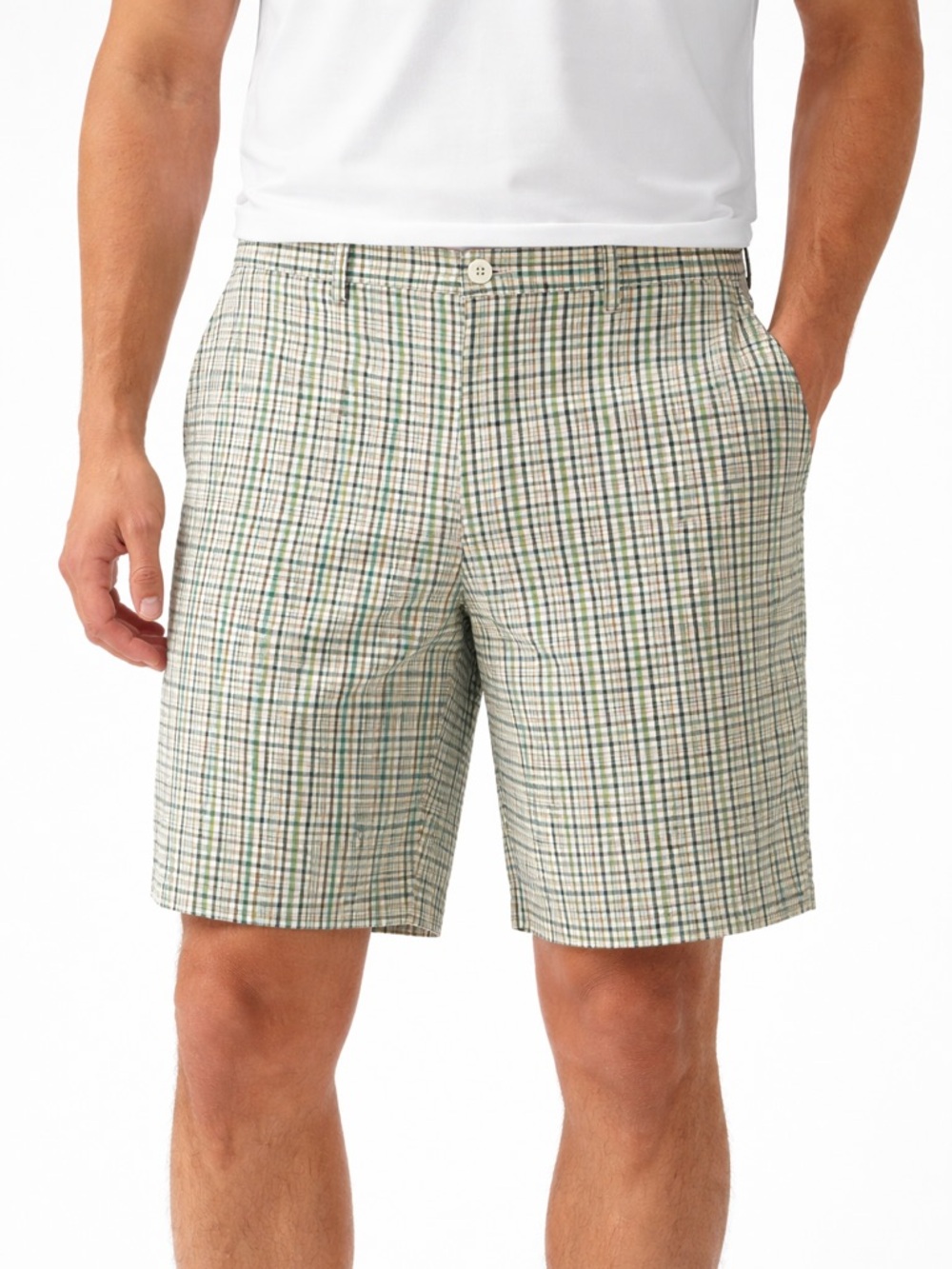 Original Penguin Flat Front Green and White Shorts